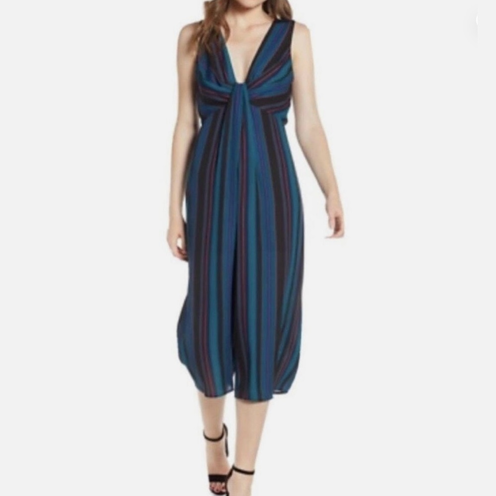Leith Multicolor Striped Wide Leg Cropped Jumpsuit Women’s Size S | Vacation